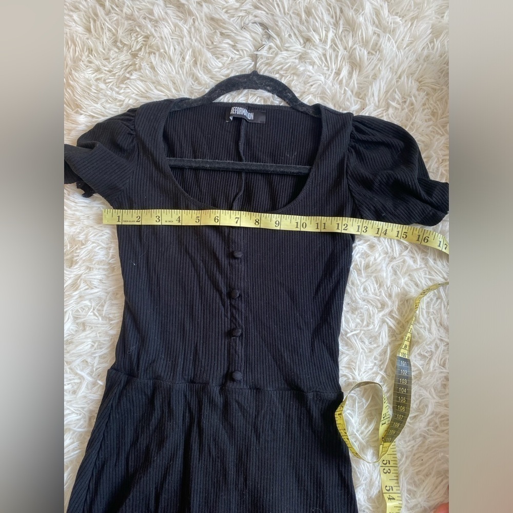 Reformation Black Ribbed Mini Dress - Picture 4 of 8